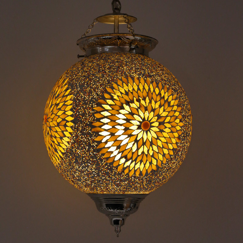 hanglamp bol mozaïek turkish design met kralen bruin beige