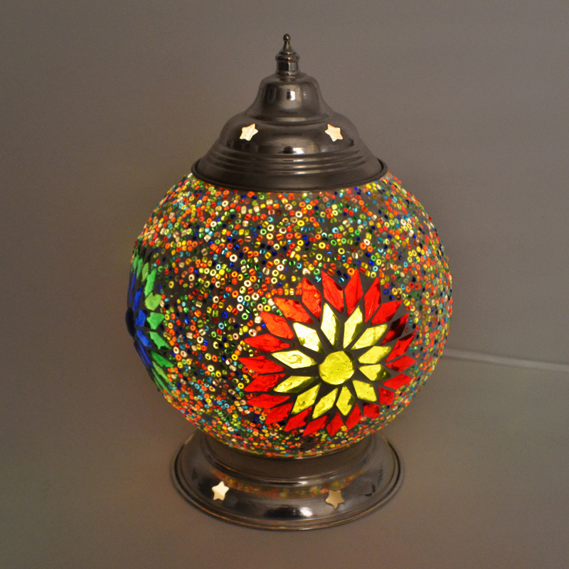 tafellamp bol Ø15 glasmozaïek & kralen multi colour