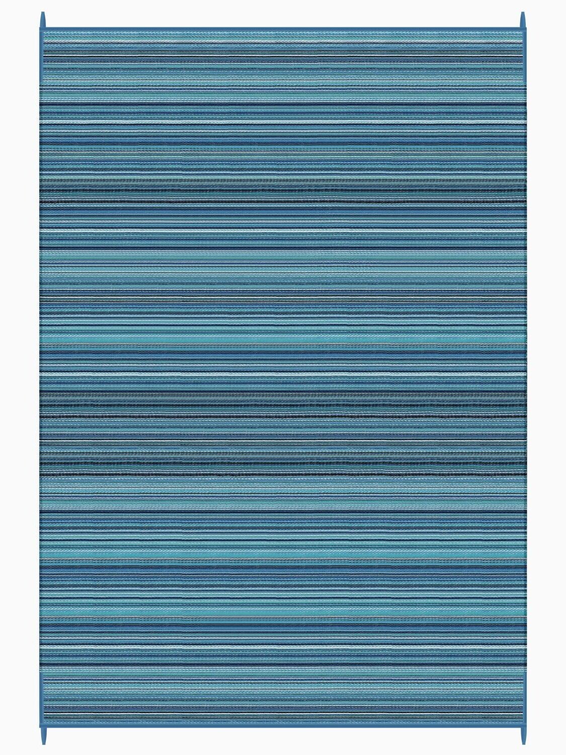 XXL binnen & buiten vloerkleed - opvouwbaar - gestreept patroon in Ibiza blauw tinten - tropical turquoise  360 x 270 cm