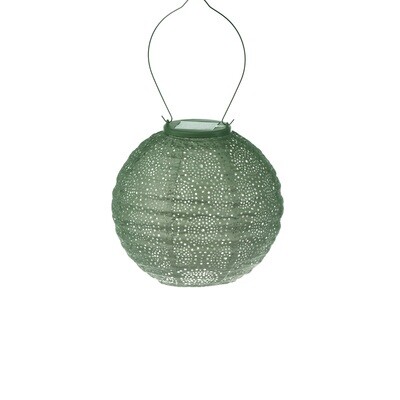 solar boho lampion- tuinverlichting met gaatjespatronen - sfeer effect  buitenlamp - Round 20 occult - Licht lente groen