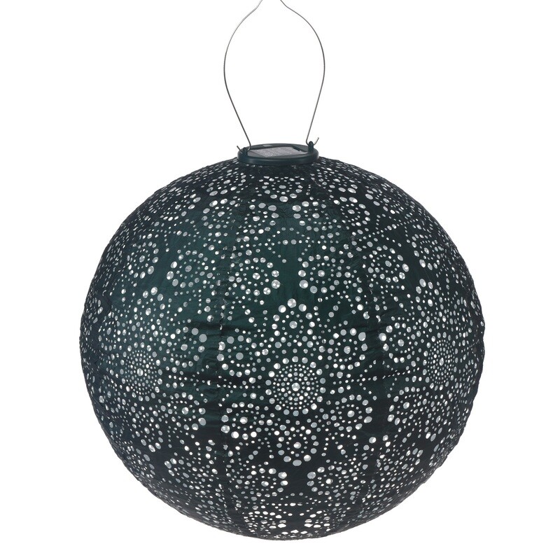 solar lampion met filigrain effect - buitenlamp - Round 40 cm Fiore - Green / Groen