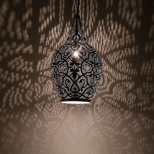 Hanglamp vaas model in filigrain-stijl  met vintage zilver look afwerking