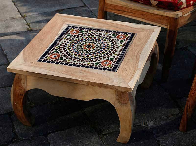 opiumtafel met multi colour mozaïek paneel