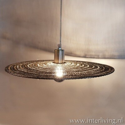 Hanglamp "disc wire" van gevlochten mesh (fijn metaal draad) in goud, zilver of koper - industrieel minimalistische stijl