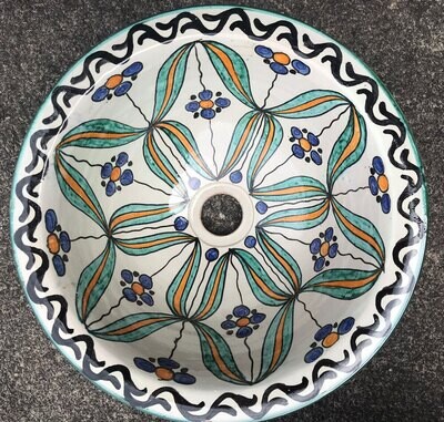 Marokkaanse waskom &quot;Fes&quot;- aardewerk (opbouw) wasbak uit Fez - Ø 35 cm (M350)