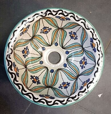 Marokkaanse waskom "Fes"- aardewerk (opbouw) wasbak uit Fez - Ø 25 cm (S350)