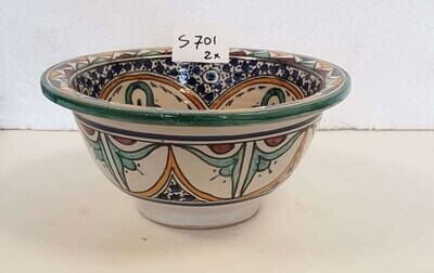 Marokkaanse waskom "Ibiza blue"- aardewerk (opbouw) wasbak uit Fez - Ø 25 cm