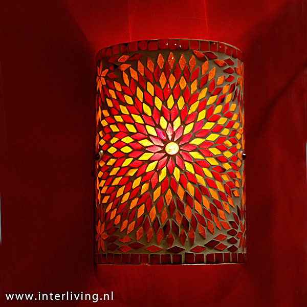 wandlamp mozaïek rood - oranje turkish design