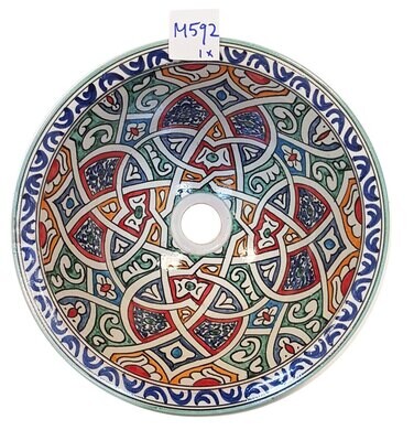 Marokkaanse waskom "592"- aardewerk (opbouw) wasbak uit Fez - Ø 35 cm
