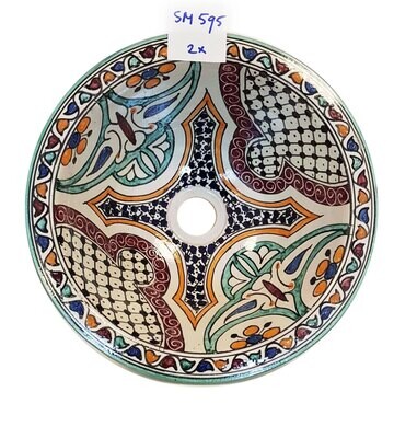 Marokkaanse waskom &quot;Ibiza&quot;- aardewerk (opbouw) wasbak uit Fez - Ø 30 cm
