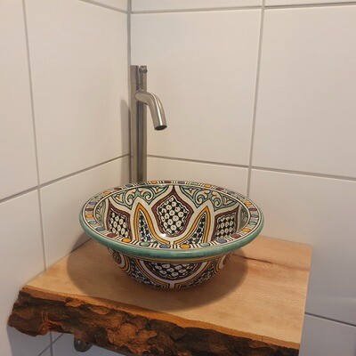 Marokkaanse waskom "Ibiza"- aardewerk (opbouw) wasbak uit Fez - Ø 30 cm