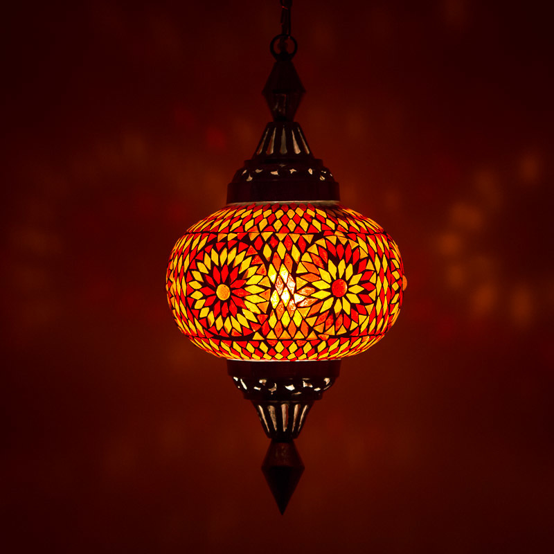 hanglamp pompoen mozaïek turkish design rood - oranje