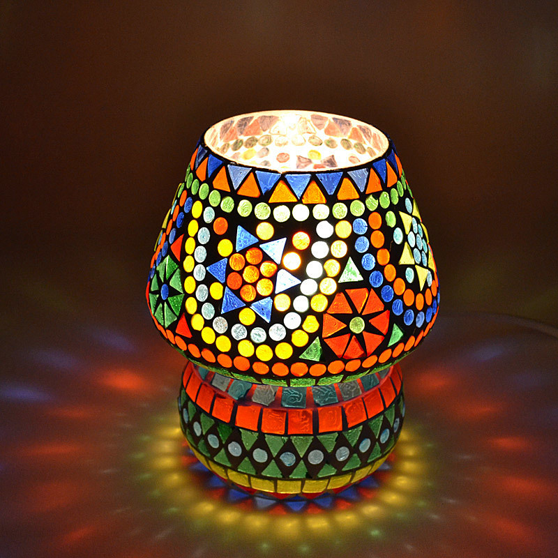 tafellamp paddenstoel mozaïek multi color