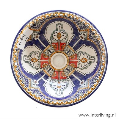 Marokkaanse waskom met Marrakesh Riad style patronen (nr M611) - aardewerk (opbouw) wasbak uit Fez - Ø 35 cm