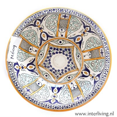 Marokkaanse waskom met Marrakesh Riad style patronen (nr M609) - aardewerk (opbouw) wasbak uit Fez - Ø 35 cm