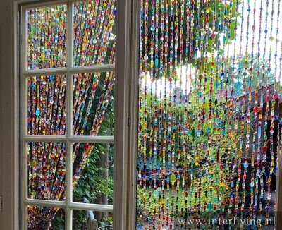 glaskralen gordijn multi colour - voor raam - diverse lengtes en breedtes (ook op maat)