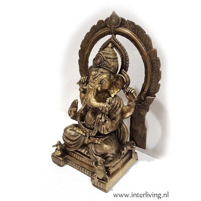Bronzen beeld van olifantengod lord Ganesha - handgemaakte Hindu god XL  50 cm