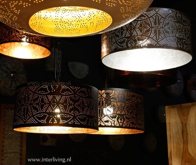 Hanglamp cylinder filigrain-stijl metaal zilver