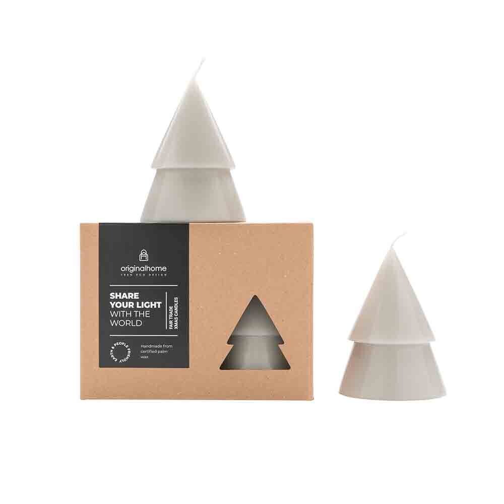 Xmas kerstboom kaars lichtgrijs, Maat: Medium (set van 2)