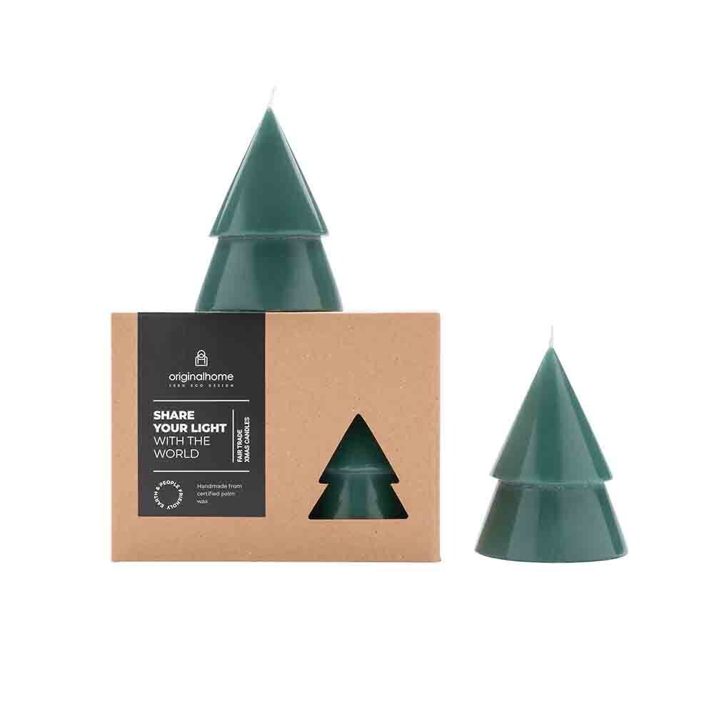 Xmas kerstboom kaars donkergroen (forest), Maat: Medium (set van 2)