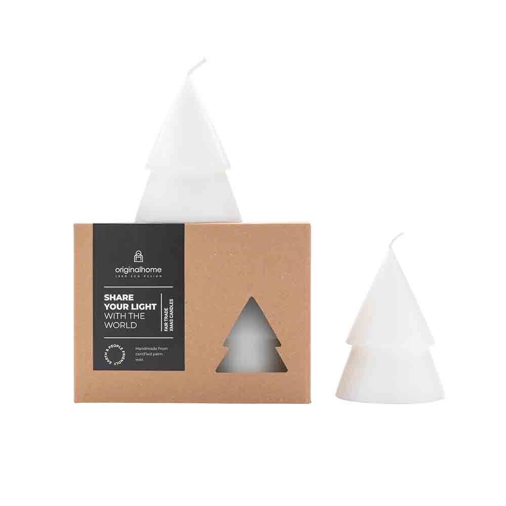 Xmas kerstboom kaars wit, Maat: Medium (set van 2)