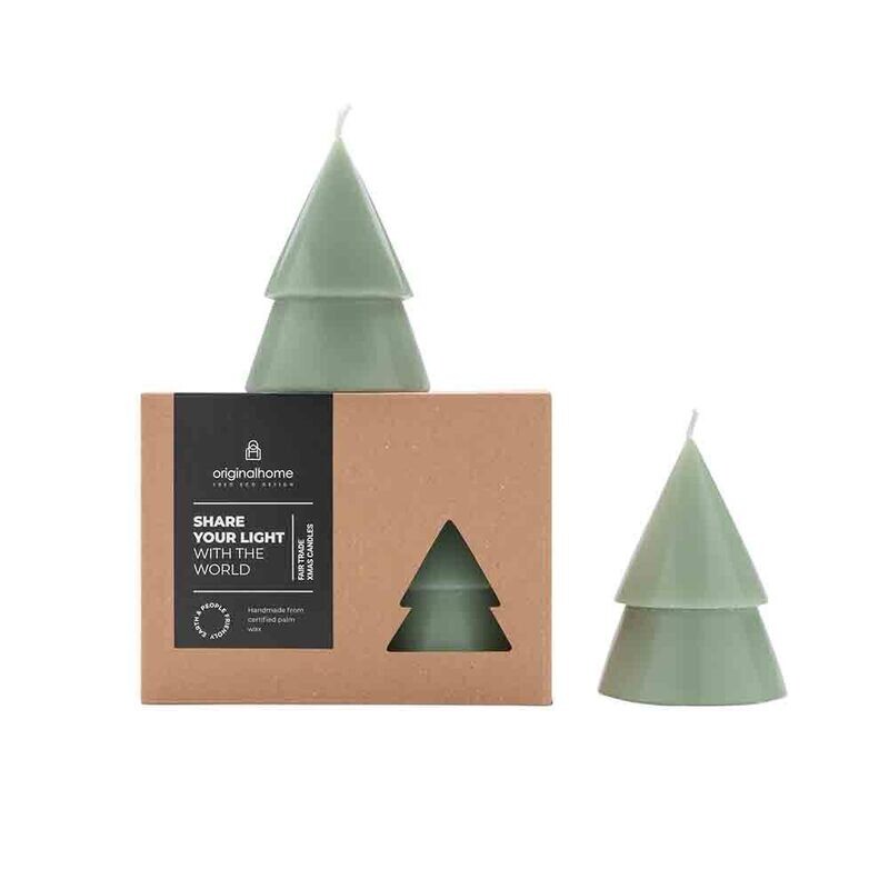 Xmas kerstboom kaars lichtgroen, Maat: Medium (set van 2)