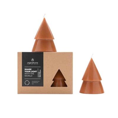 Xmas kerstboom kaars cognac, Maat: Medium (set van 2)