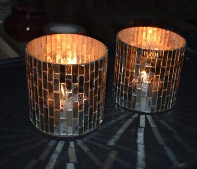 Twee stuks waxinehouders "bling bling"