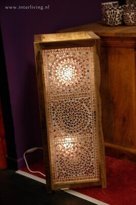 vloerlamp mozaïek paars / hout unfinished 60 cm