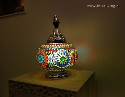 Tafellamp pompoen glasmozaïek turkish design multi colour
