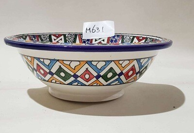 Marokkaanse waskom voor badkamer wastafel - kleurrijke patronen (nr M631) - aardewerk (opbouw) wasbak uit Fez - Ø 35 cm