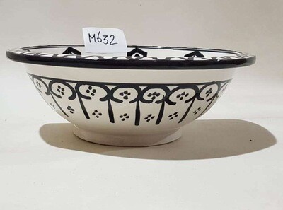 Marokkaanse waskom voor badkamer wastafel - zwart-wit (nr M632) - aardewerk (opbouw) wasbak uit Fez - Ø 35 cm