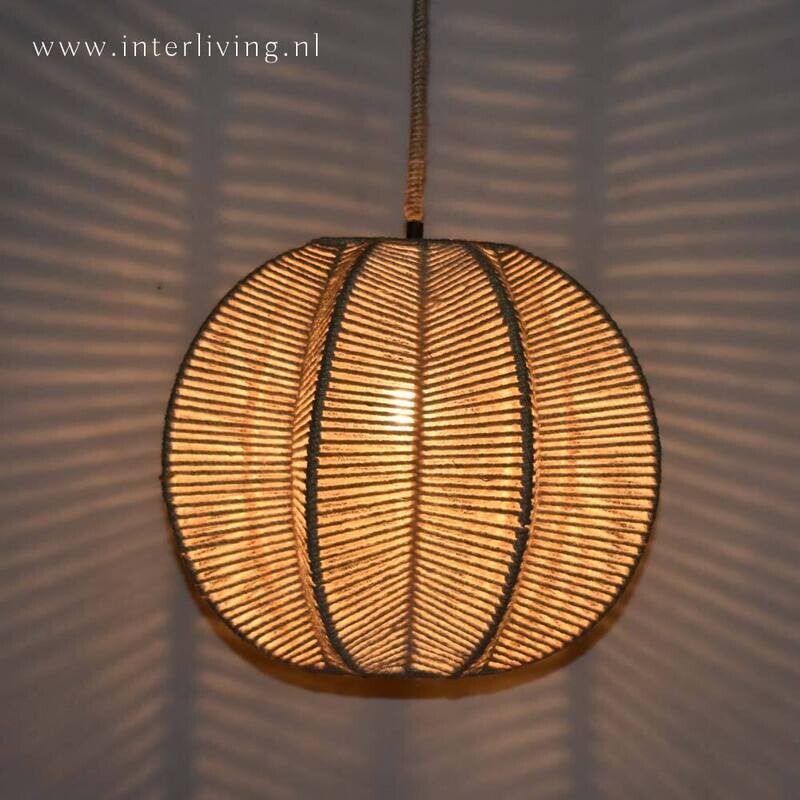 Jute hanglamp uit India - Deepansha - eco design - ster /  bol model