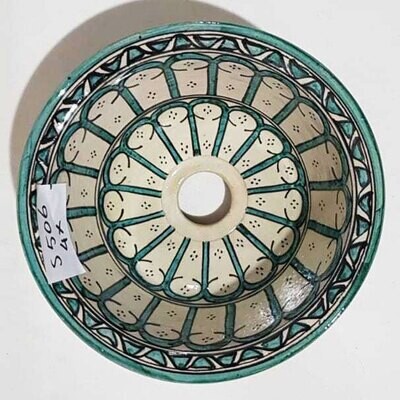 Marokkaanse waskom "S506"- aardewerk (opbouw) wasbak uit Fez - Ø 25 cm