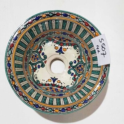 Marokkaanse waskom &quot;S507&quot;- aardewerk (opbouw) wasbak uit Fez - Ø 25 cm