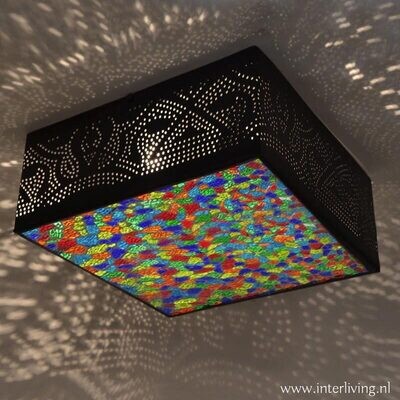 plafonnière filigrain met glasmozaïek 30 cm - multi colour broken glass plafonnière filigrain met glasmozaïek 30 cm - multi colour broken glass