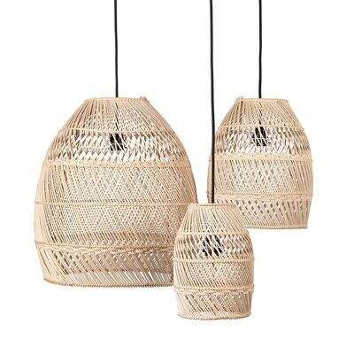 ​Boho lampenkap uit Bali van rotan - naturel kleur - eco design hanglampen van het merk Orginal Home (Moon small)  (set van 3 of los)