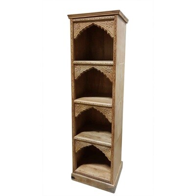 boekenkast mangohout - naturel - houtsnijwerk