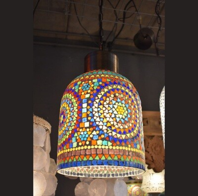 Hanglamp open glasmozaiek Indiaas design multi colour Hanglamp open glasmozaiek Indiaas design multi colour