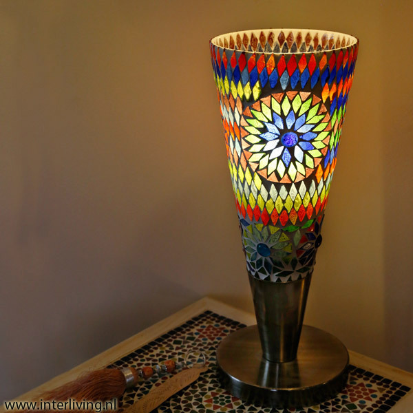 tafellamp cone glasmozaïek multi colour turkish design