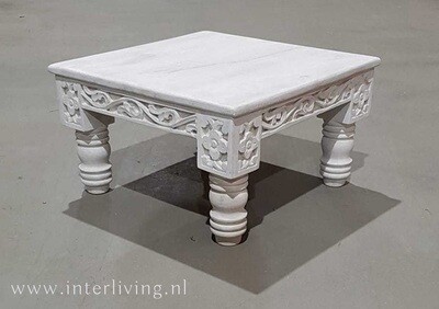 salontafel lotus 45x45 cm - Boho chic  - white washed Ibiza style - mangohout