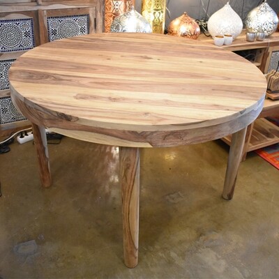 ronde houten tafel Ø 120 cm uit India  - eettafel sheesham unfinished - naturel hout kleur