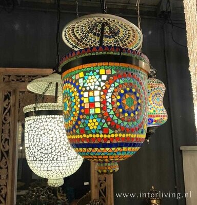 hanglamp met deksel - multi colour glasmozaiek hanglamp met deksel - multi colour glasmozaiek