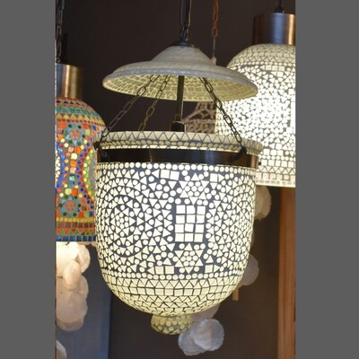 hanglamp met deksel - transparantglasmozaiek hanglamp met deksel - transparantglasmozaiek