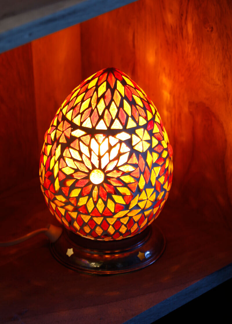 oosterse tafellamp papaja - turks mozaïek rood / oranje