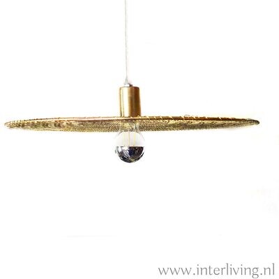 Hanglamp &quot;disc wire&quot; van gevlochten mesh metaal draad in goud tint - industrieel minimalistische luxe stijl