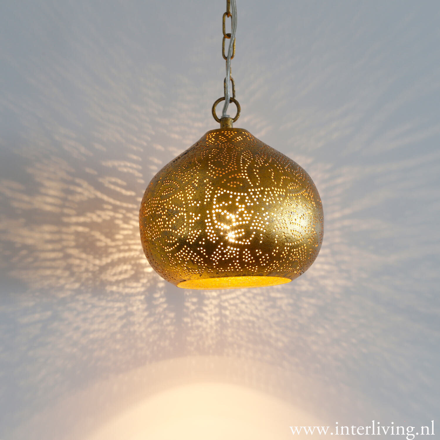 Hanglamp "Rayan" kleine pompoen filigrain-stijl metaal - goud
