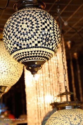 hanglamp bol mozaïek zwart wit