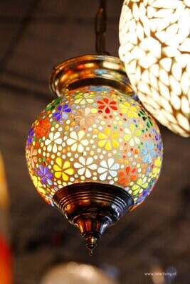hanglamp bohemian bol flower design  - verlichting mozaïek multi colour