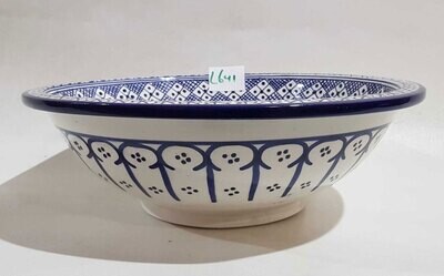 Marokkaanse waskom  met blauwe  tinten - L645 - aardewerk (opbouw) wasbak uit Fez - Ø 40 cm